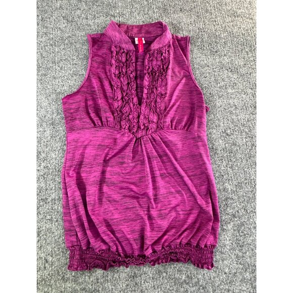 Heart Soul womens size Medium sleeveless blouse with ruffels V-neck and elastic - Picture 1 of 14